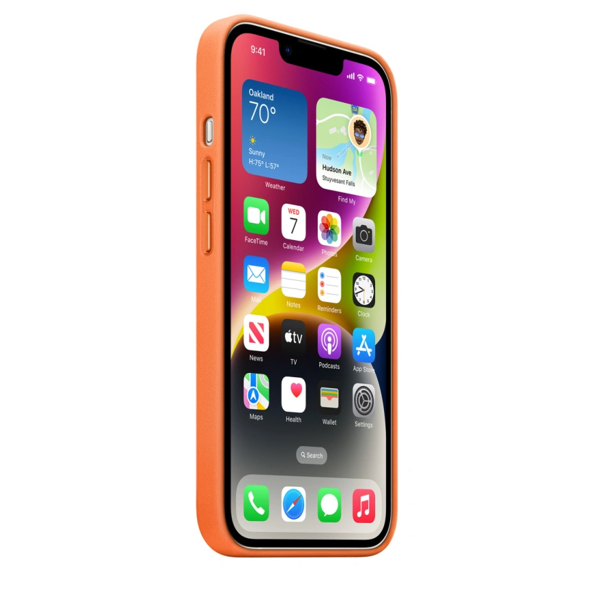 Кожаный чехол Apple MagSafe для iPhone 14 Orange фото 3