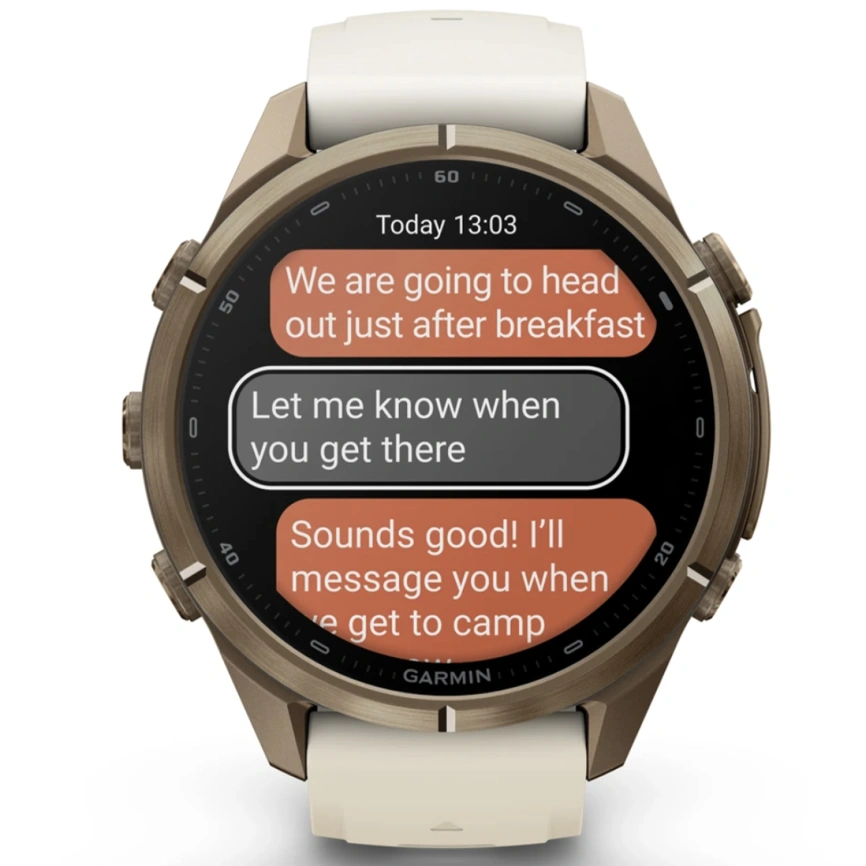Смарт-часы Garmin Fenix 9 Pro 43mm Amoled (010-04335-21) Autumn Gold Titanium with Cream/French Gray Silicone Band (inReach) фото 7