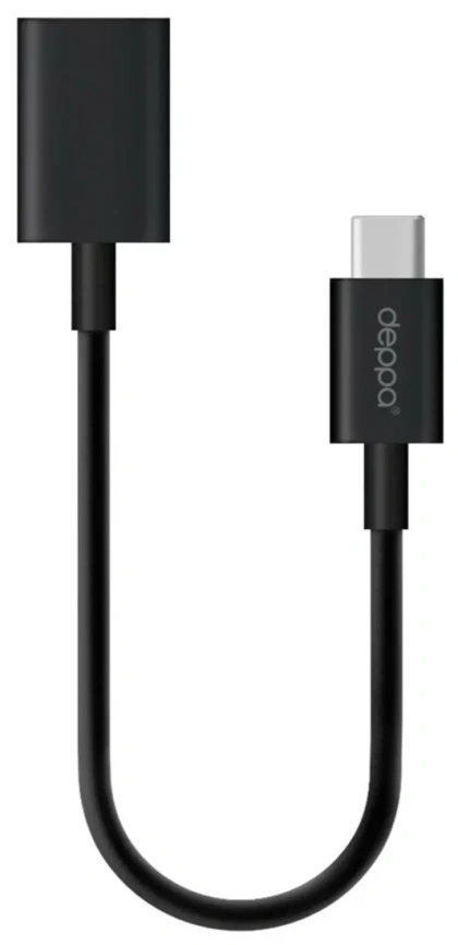 Адаптер Deppa Type-C - USB A (f), USB 3.0, 0.15м (72208) Black фото 1