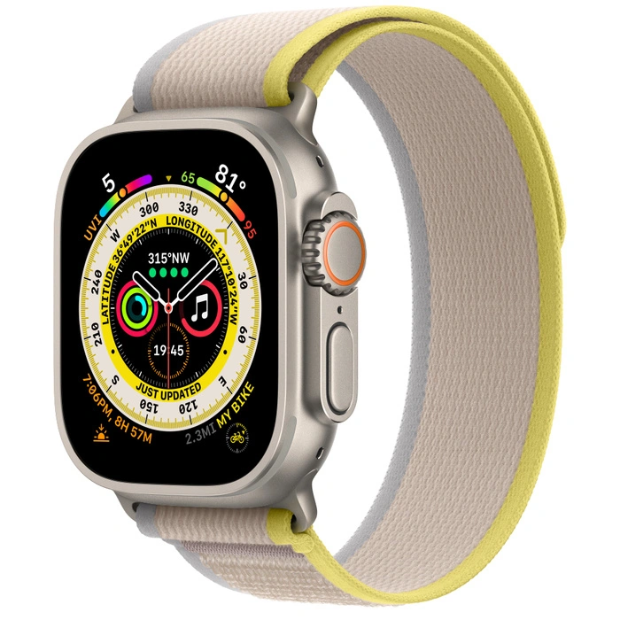 Смарт-часы Apple Watch Ultra GPS + Cellular 49mm Titanium Case with Yellow/Beige Trail Loop M/L фото 1