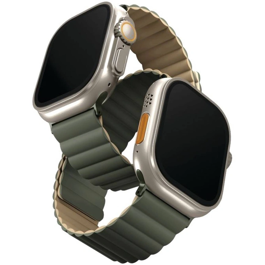 Ремешок Uniq Revix reversible Magnetic для Apple Watch 44/45/49 Green/Tan фото 1