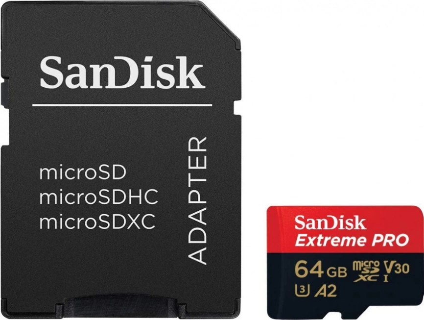 Карта памяти Sandisk Extreme Pro 64GB MicroSDXC Class 10/UHS-I/U3/V30/A2/170 Мб/с SDSQXCY-064G-GN6MA фото 1
