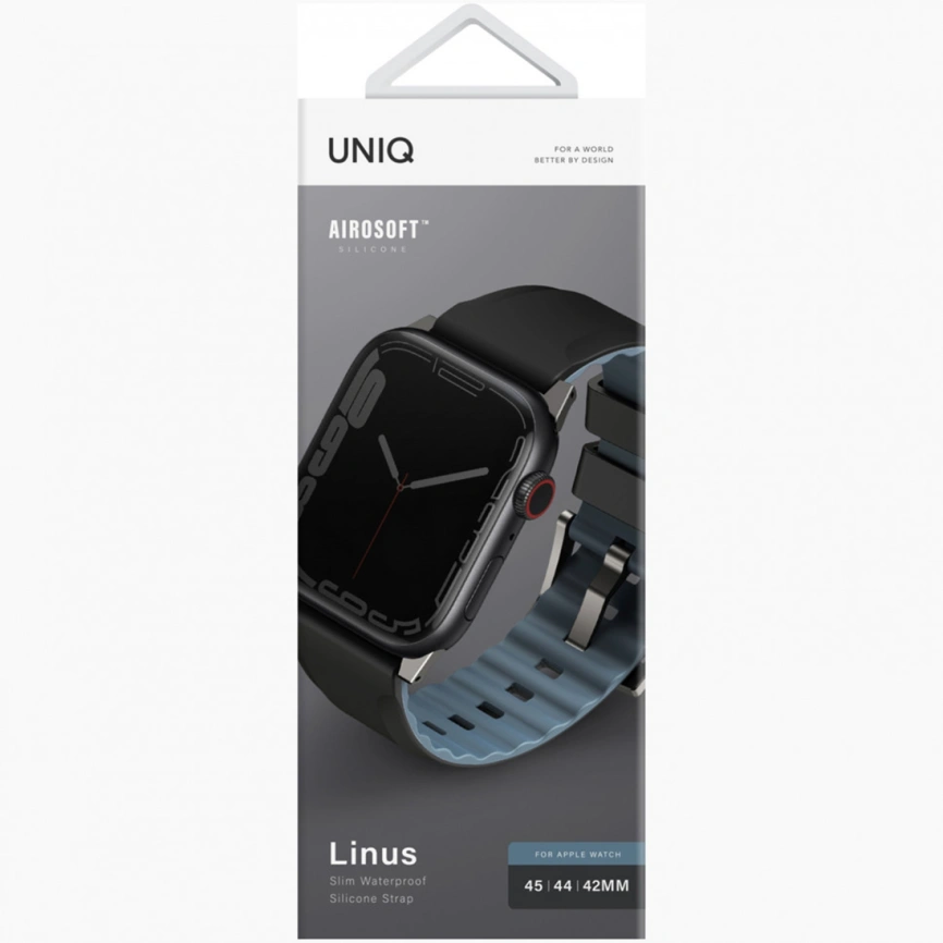 Ремешок Uniq Linus Airsoft Silicone 45mm Apple Watch Black (45MM-LINUSBLK) фото 2