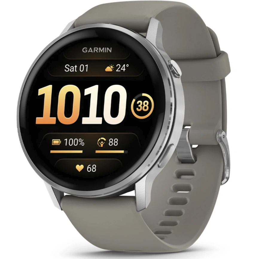 Смарт-часы Garmin Venu 4 45mm Silver Bezel With Silver Gray Silicone Band (010-03014-01) фото 1