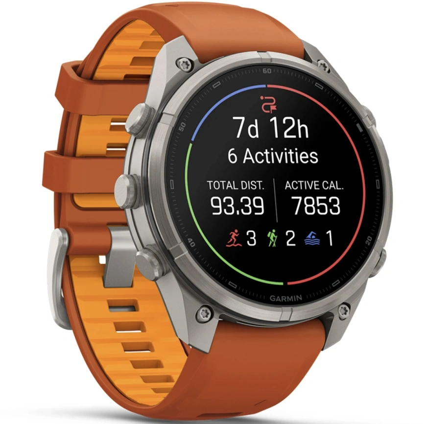 Смарт-часы Garmin Fenix 9 Pro 47mm Amoled (010-04336-01) Titanium with Autumn Orange/Spark Orange Silicone Band (inReach) фото 3