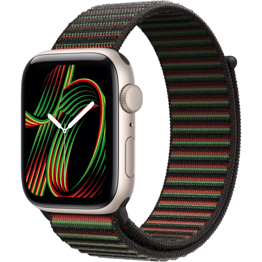 Смарт-часы Apple Watch SE (2025) 44mm Starlight Aluminum Case with Black Unity Sport Loop - Unity Rhythm фото 1