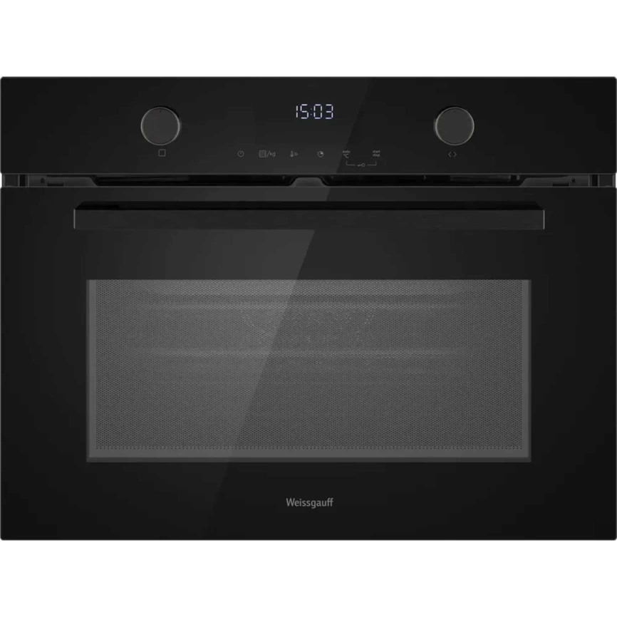 Встраиваемый компактный духовой шкаф с СВЧ Weissgauff OE 4551 DB Black Edition Black фото 1