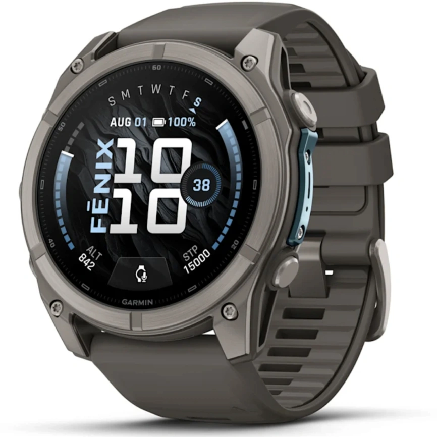 Смарт-часы Garmin Fenix 9 47mm Amoled (010-04762-01) Titanium with Pebble Gray Silicone Band фото 1