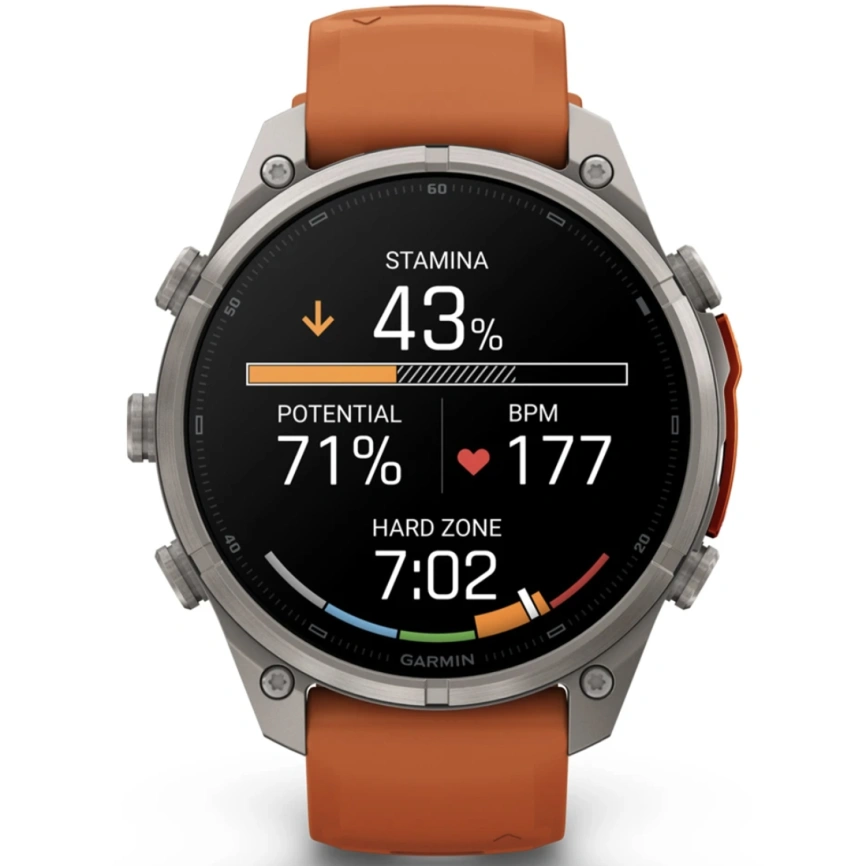 Смарт-часы Garmin Fenix 9 Pro 47mm Amoled (010-04336-01) Titanium with Autumn Orange/Spark Orange Silicone Band (inReach) фото 8