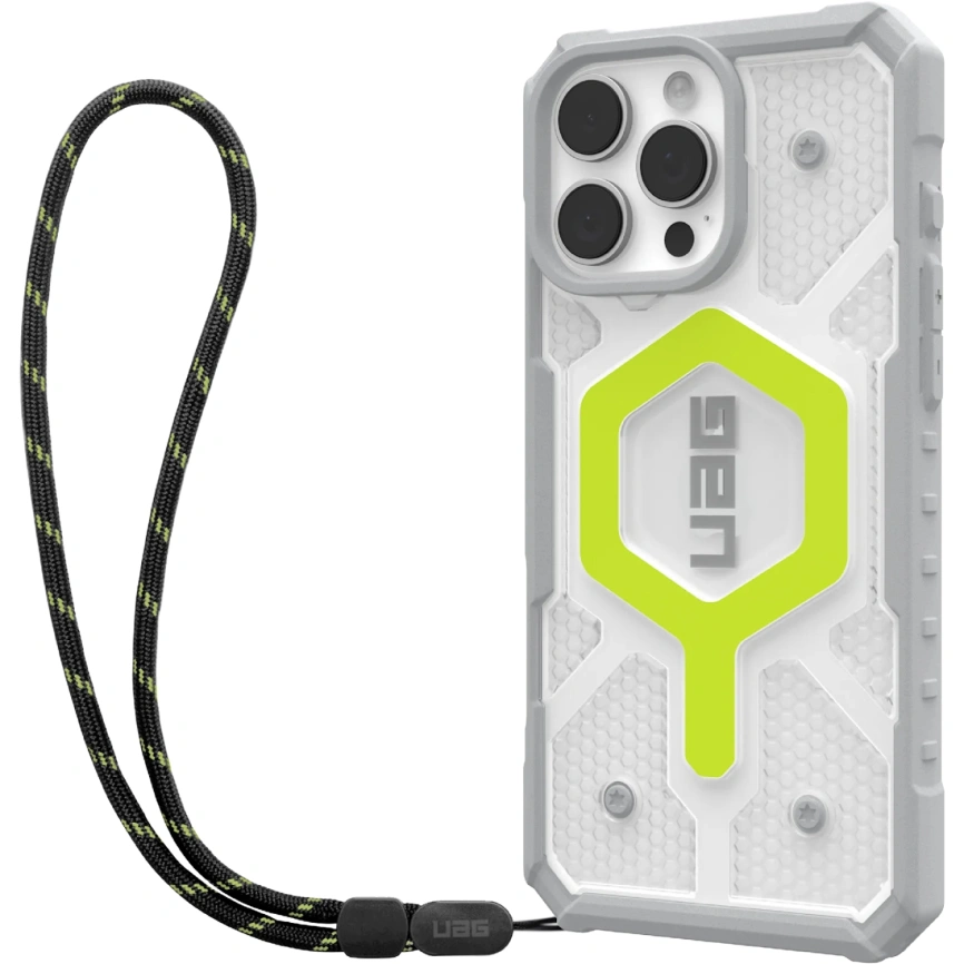 Чехол UAG MagSafe Pathfinder Clear для iPhone 16 Pro Max (с шнурком) Active Neon Lanyard фото 2