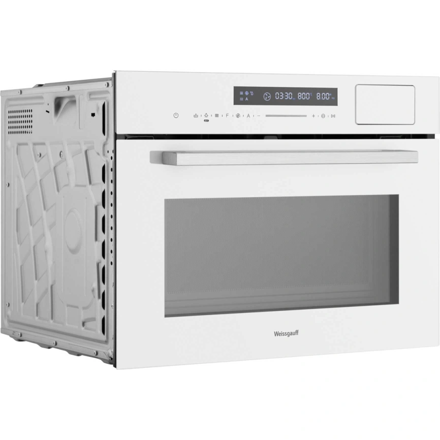 Встраиваемый компактный духовой шкаф с СВЧ и паром Weissgauff OEMS 459 PDW White фото 3