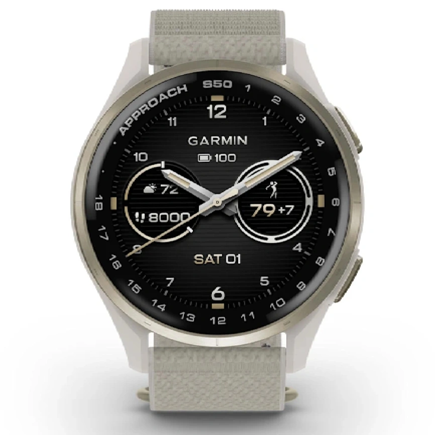 Смарт-часы Garmin Approach S50 43mm (010-03010-01) Cream Gold/Ivory ComfortFit Nylon Band фото 2