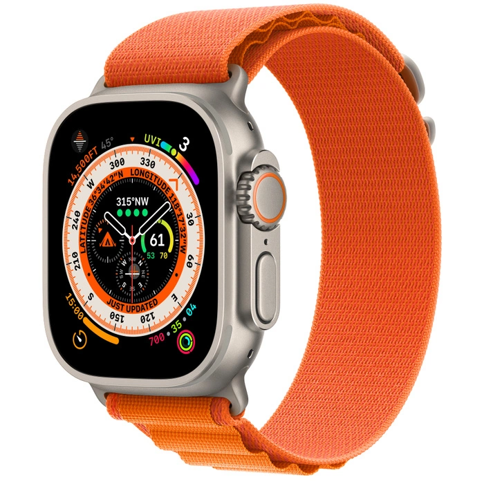 Смарт-часы Apple Watch Ultra GPS + Cellular 49mm Titanium Case with Orange Alpine Loop M (MQFJ3) фото 1