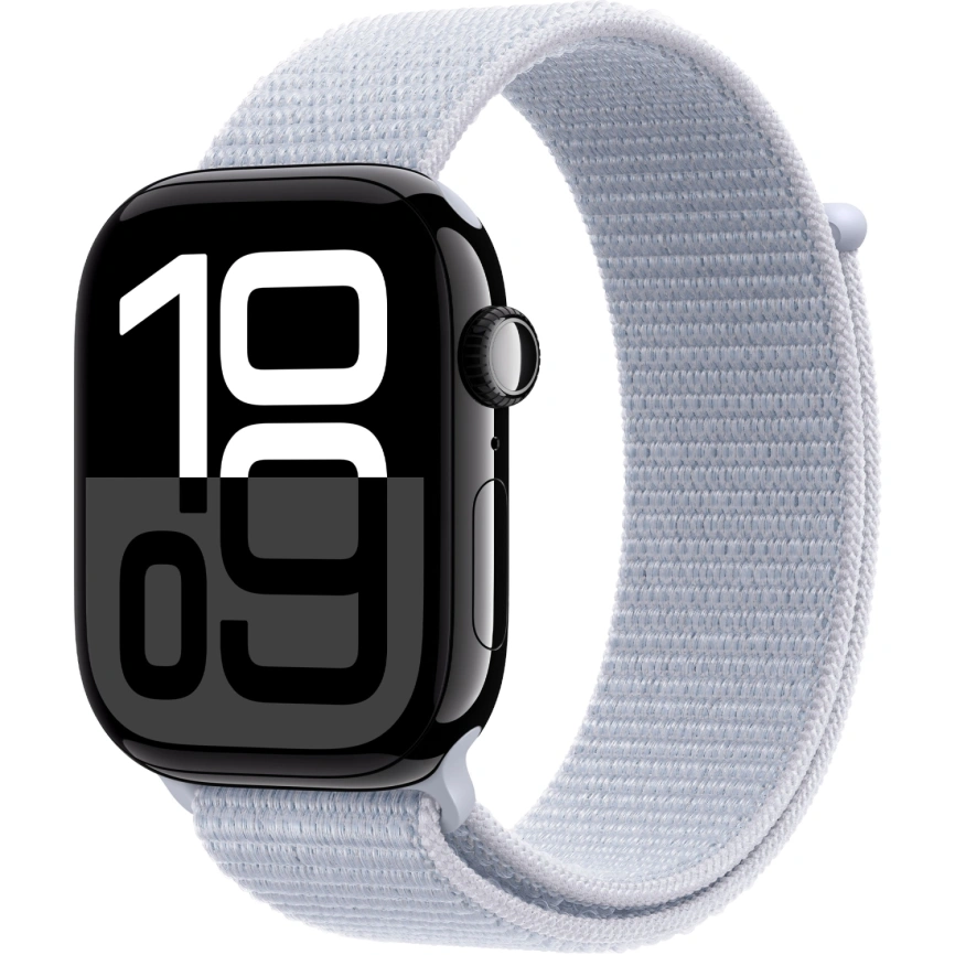 Смарт-часы Apple Watch Series 10 42mm Jet Black Aluminum Case with Blue Cloud Sport Loop фото 1