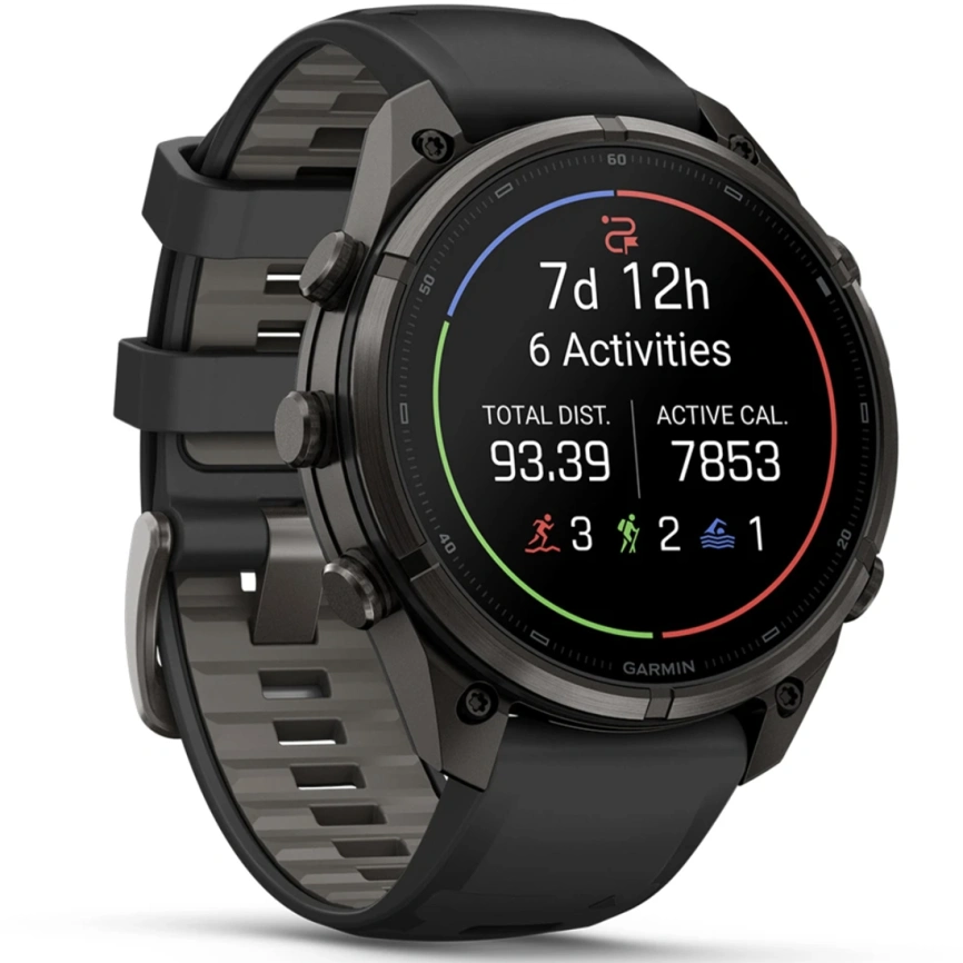 Смарт-часы Garmin Fenix 9 Pro 47mm Amoled (010-04336-16) Carbon Gray DLC Titanium with Black/Pebble Gray Silicone Band фото 3