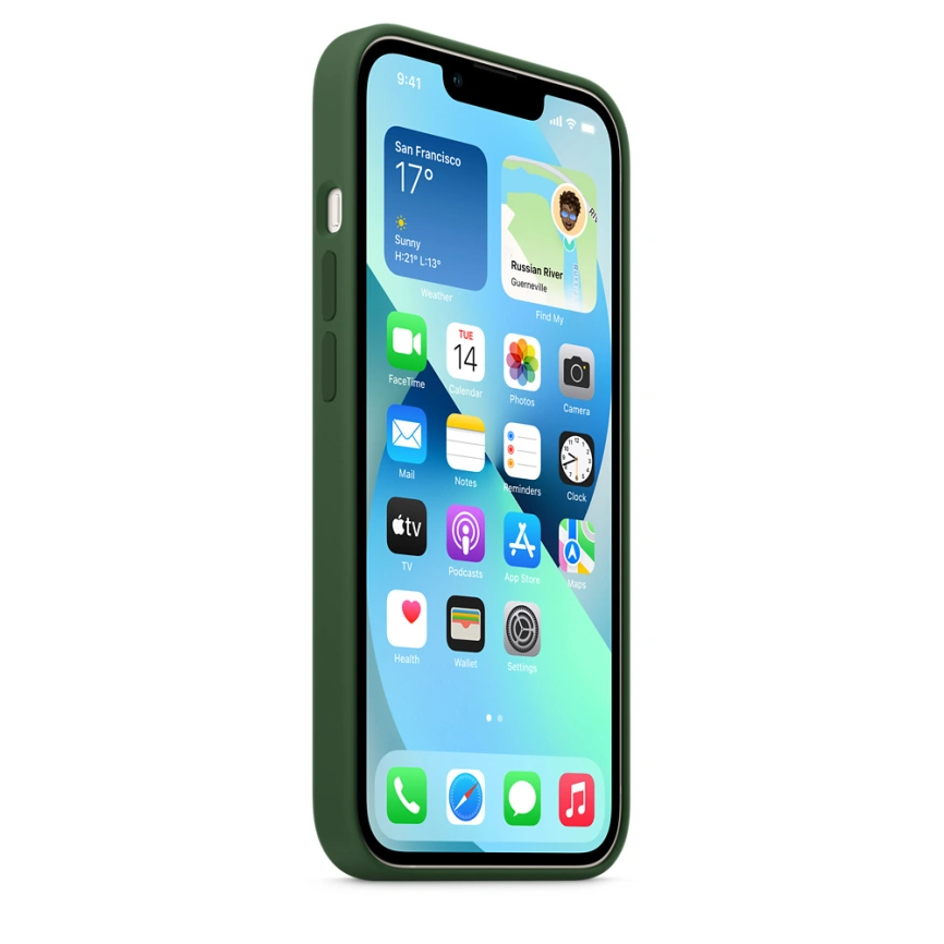 Силиконовый чехол Apple MagSafe для iPhone 13 Зелёный клевер фото 2