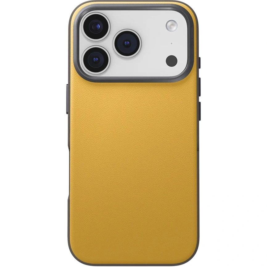 Чехол Uniq Lyden DS Dual-Tone Premium Leatherette Case with MagClick для iPhone 17 Pro Max Canary Yellow/Flint Gray фото 4