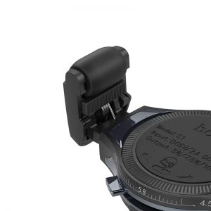 Автомобильный держатель Hoco S1 Qi зарядное устройство Metal gray с роликовым зажимом Black фото 2