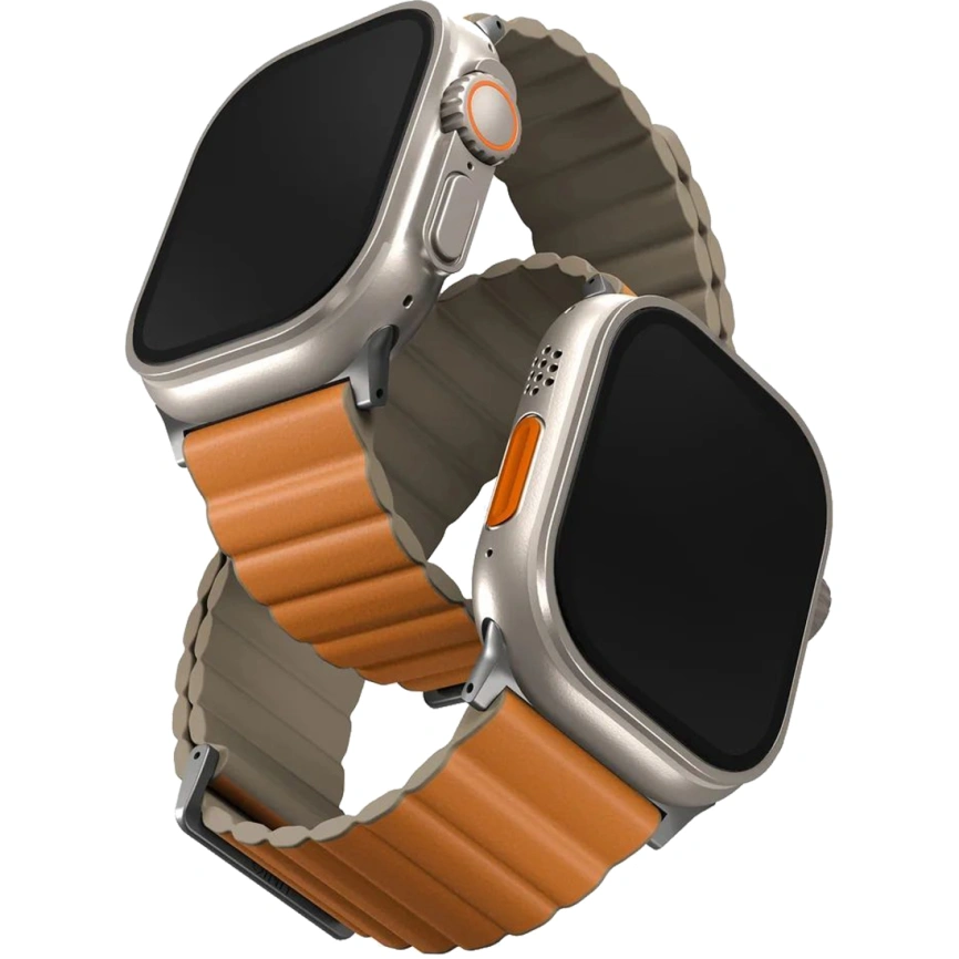 Ремешок Uniq Revix Premium для Apple Watch 44/45/49 Orange/Khaki фото 1