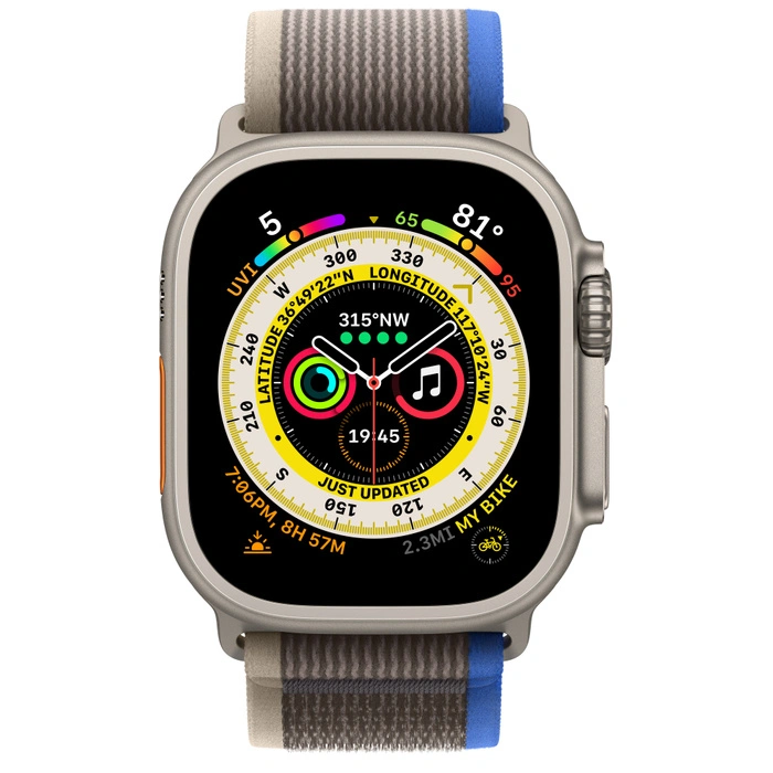 Смарт-часы Apple Watch Ultra GPS + Cellular 49mm Titanium Case with Blue/Gray Trail Loop M/L фото 2