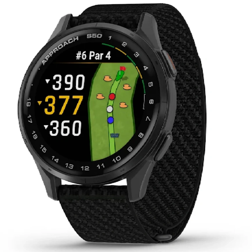 Смарт-часы Garmin Approach S50 50mm (010-03010-00) Slate/Black ComfortFit Nylon Band фото 1