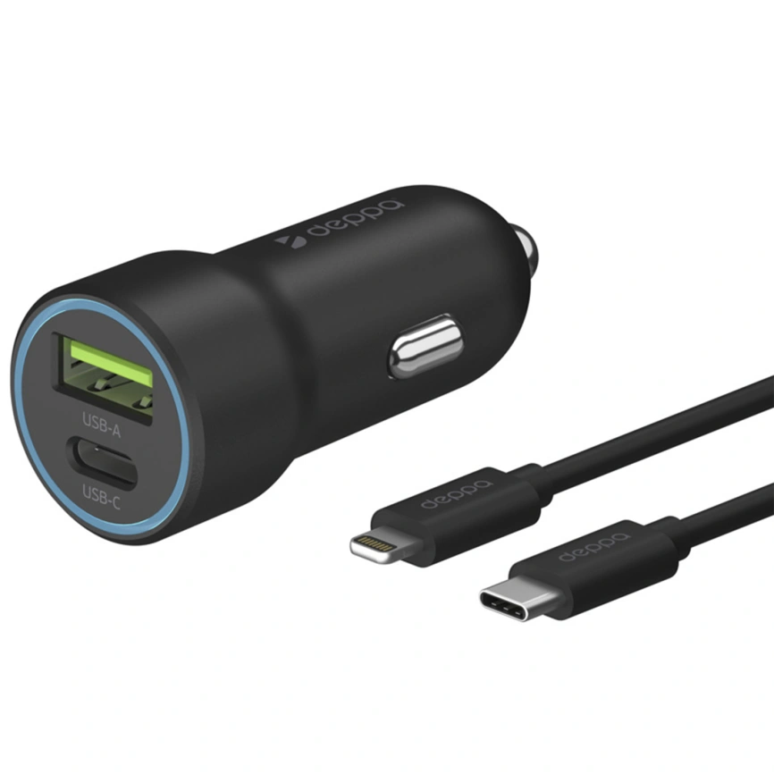 Автомобильное зарядное устройство Deppa 20W USB-A/USB-C 11297 Black фото 1
