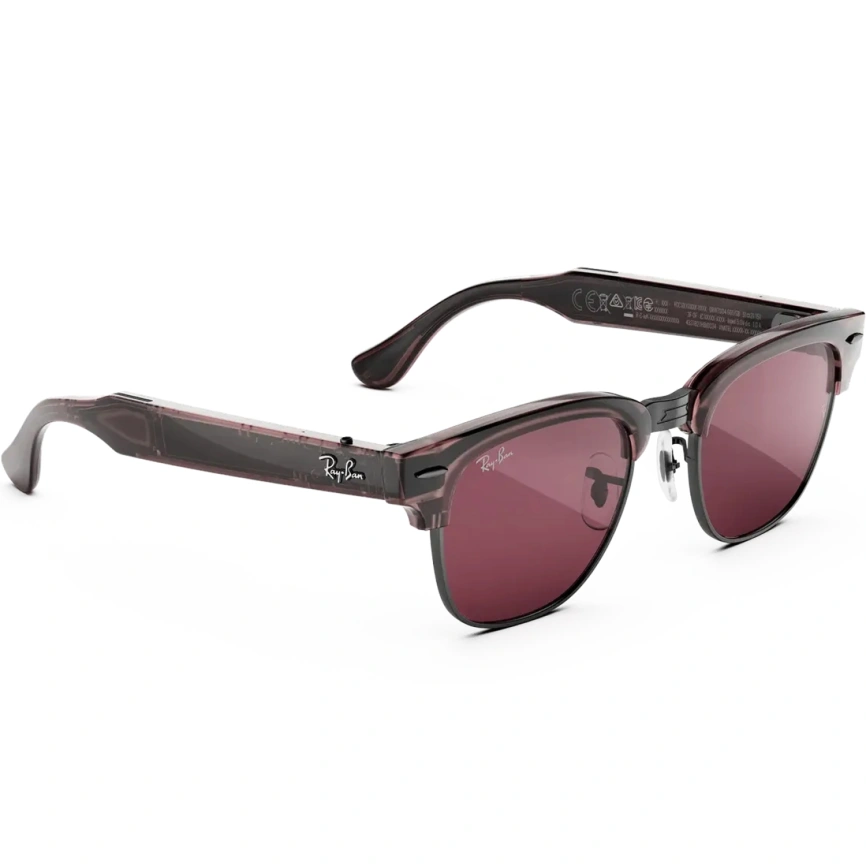 Умные очки Ray-Ban Clubmaster (audio) Transparent Orchid Standard Transitions Ruby фото 6
