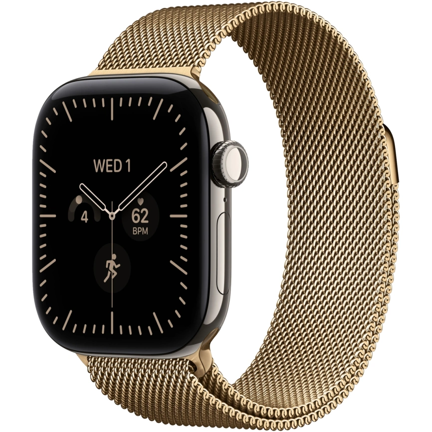 Смарт-часы Apple Watch Series 12 46mm Natural Titanium Case with Radiant Gold Milanese Loop M/L фото 1