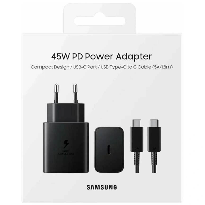 Сетевое зарядное устройство Samsung 45W PD USB-C EP-T4510 + Cable Black (EP-T4510XBEGRU) фото 5