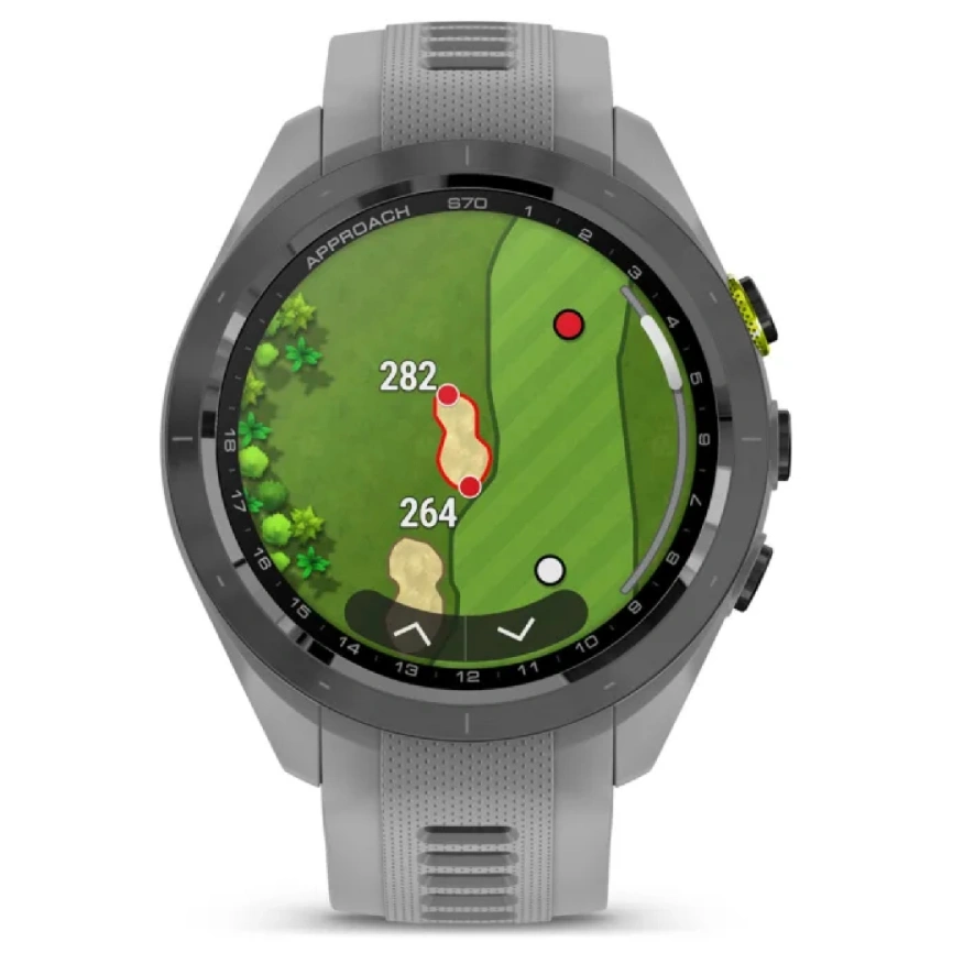 Смарт-часы Garmin Approach S70 42mm (010-02746-01) Black/Amp Yellow with Powder Gray Silicone Band фото 4