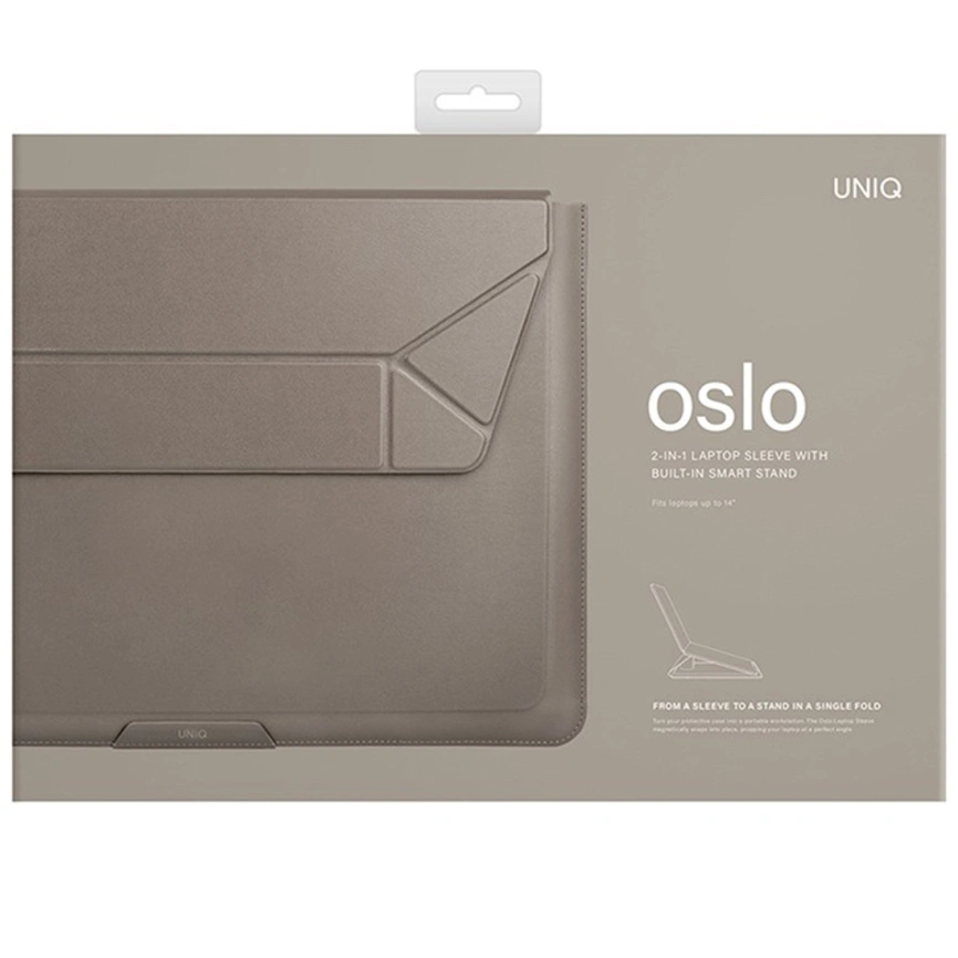 Чехол-подставка Uniq OSLO Laptop Sleeve для ноутбуков 14 Gray фото 4