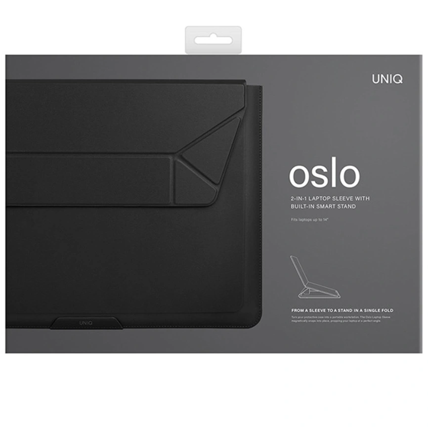 Чехол-подставка Uniq OSLO Laptop Sleeve для ноутбуков 14 Jet Black фото 4