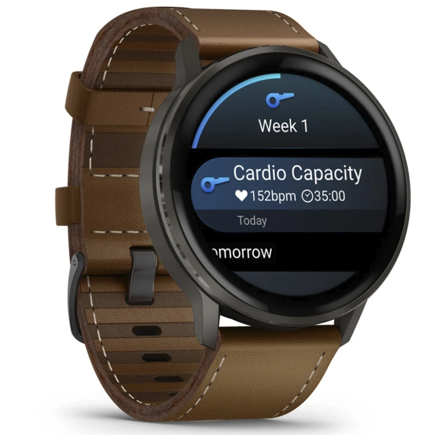 Смарт-часы Garmin Venu 4 45mm Slate Bezel With Black Silicone Band And Brown Leather Band (010-03014-03) фото 5