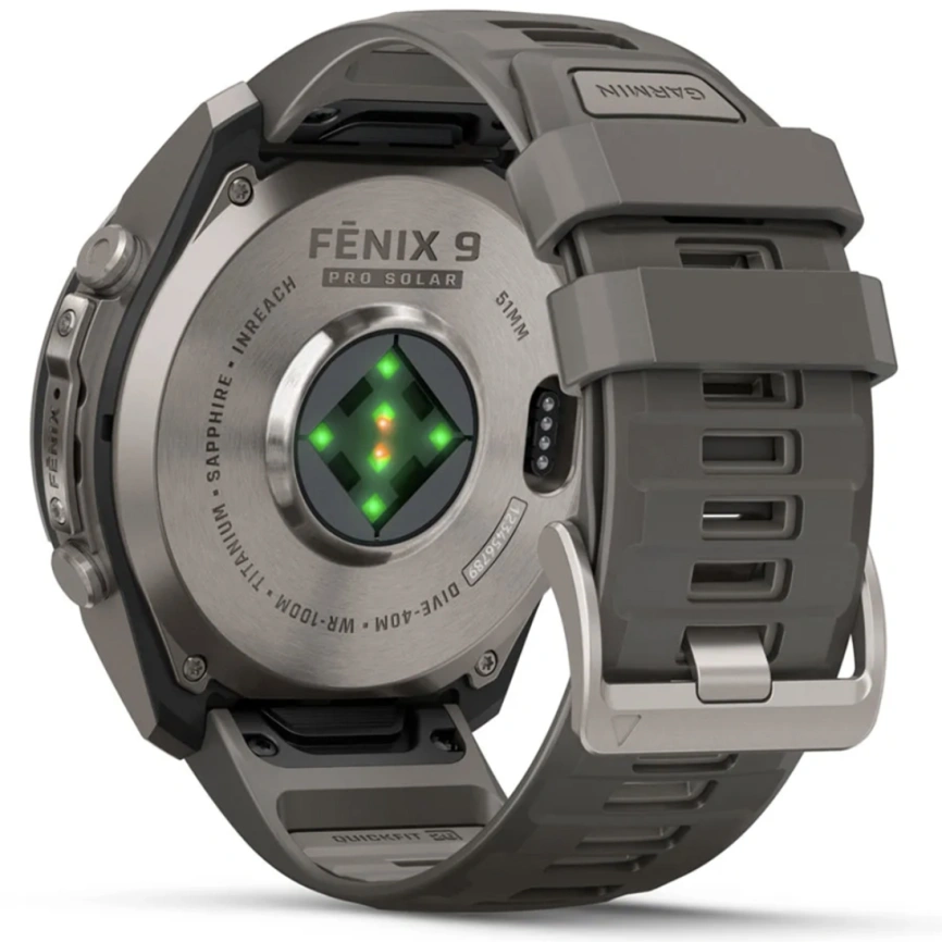 Смарт-часы Garmin Fenix 9 Pro 51mm Solar (010-04339-01) Titanium with Pebble Gray/Silver Gray Silicone Band (inReach) фото 2