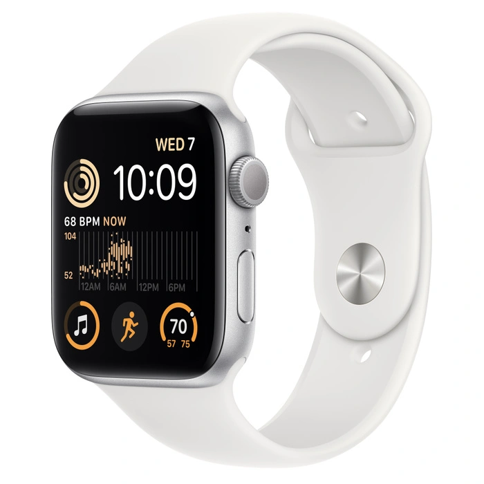 Смарт-часы Apple Watch Series SE GPS 44mm Silver/White Sport Band (MNK23) фото 1