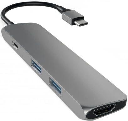 Хаб Satechi Slim Aluminum Type-C Multi-Port Adapter 4K HDMI (ST-CMAM) Space gray фото 1