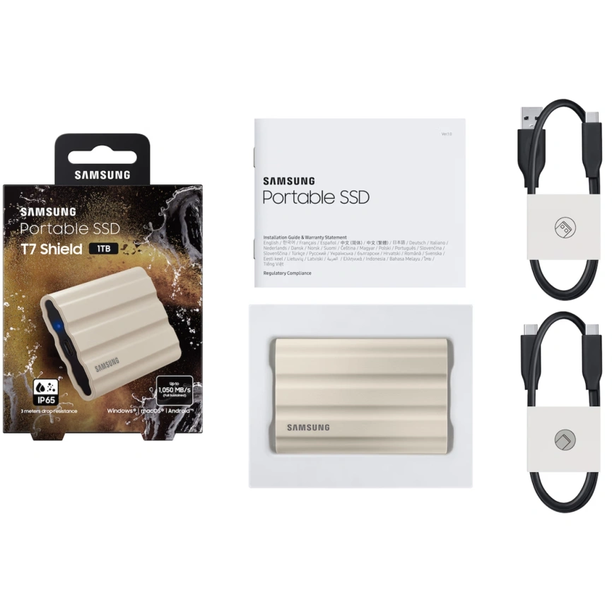 Внешний SSD накопитель Samsung T7 Shield USB 3.2 Type-C 1TB Beige (MU-PE1T0K/WW) фото 5