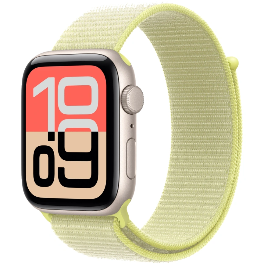 Смарт-часы Apple Watch SE (2025) 44mm Starlight Aluminum Case with Neon Yellow Sport Loop фото 1