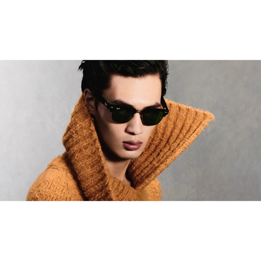 Умные очки Ray-Ban Clubmaster (audio) Shiny Black on Gold Standard Green фото 6