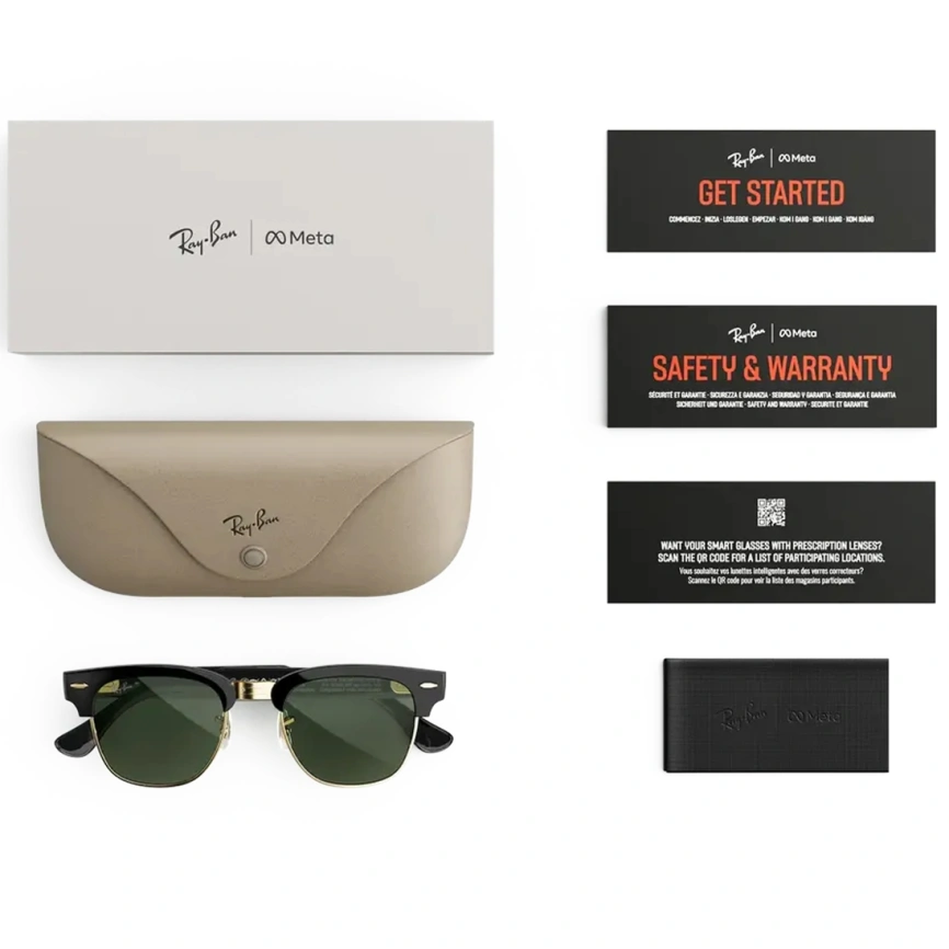 Умные очки Ray-Ban Clubmaster (audio) Shiny Black on Gold Standard Transitions Graphite Green фото 6