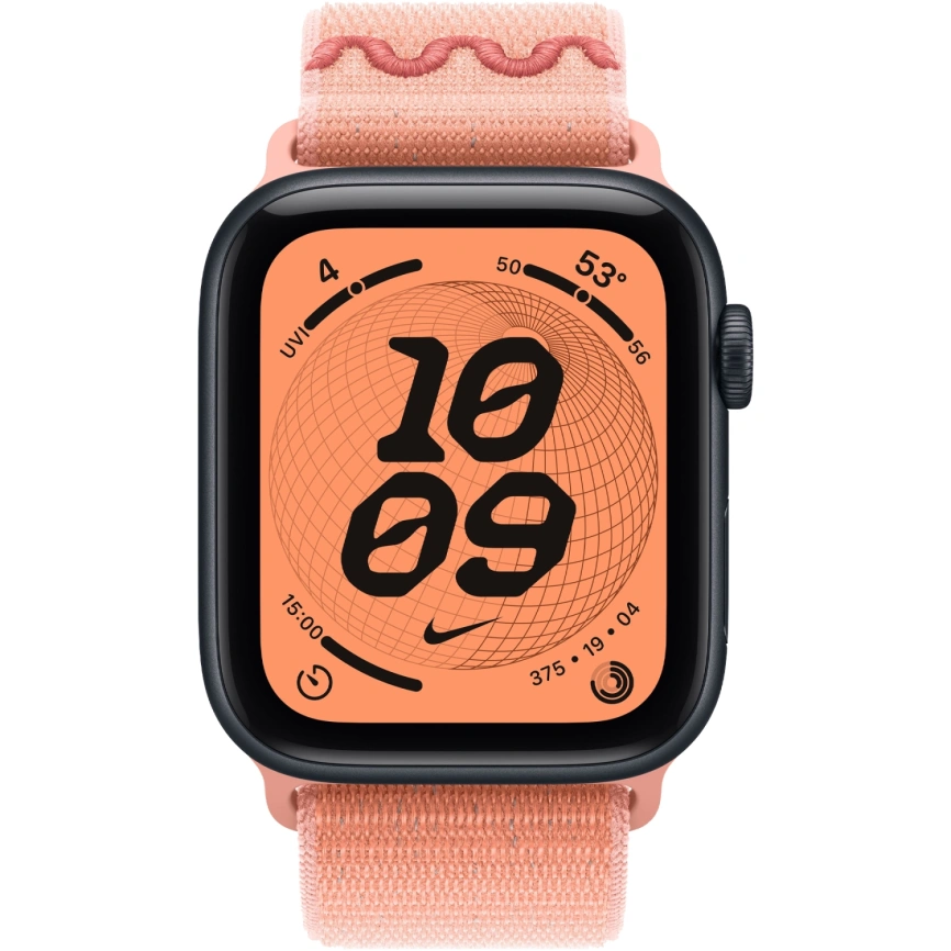 Смарт-часы Apple Watch SE (2025) 44mm Midnight Aluminum Case with Alpenglow Pink Nike Sport Loop фото 3