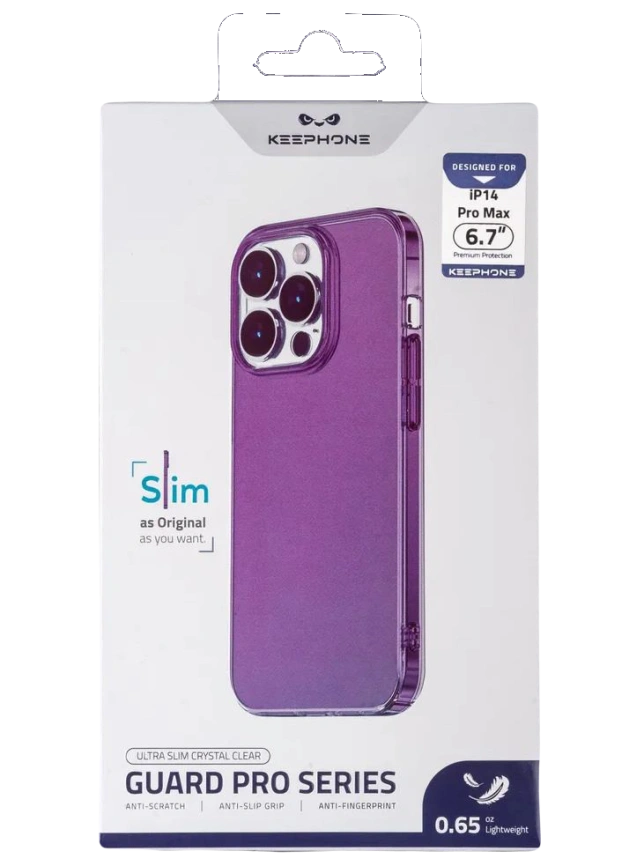 Чехол прозрачный Keephone для iPhone 14 Pro Max Guard Pro Series Ultra Slim Violet Crystal Clear фото 1