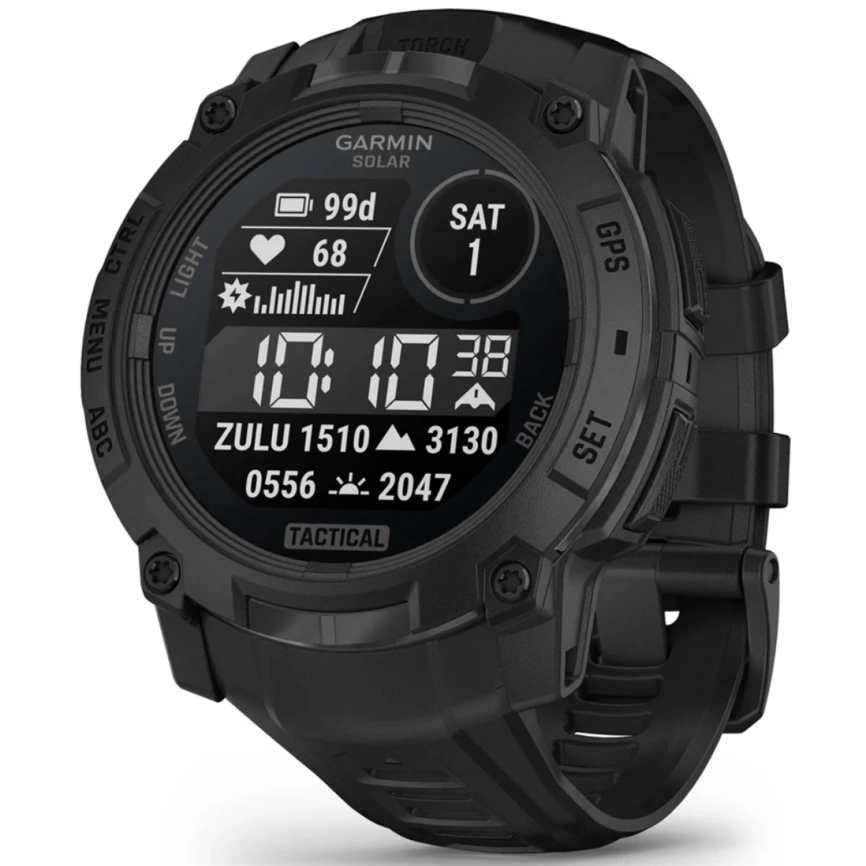 Смарт-часы Garmin Instinct 3 50mm Solar Tactical Edition Black with Black Band (010-02935-50) фото 1