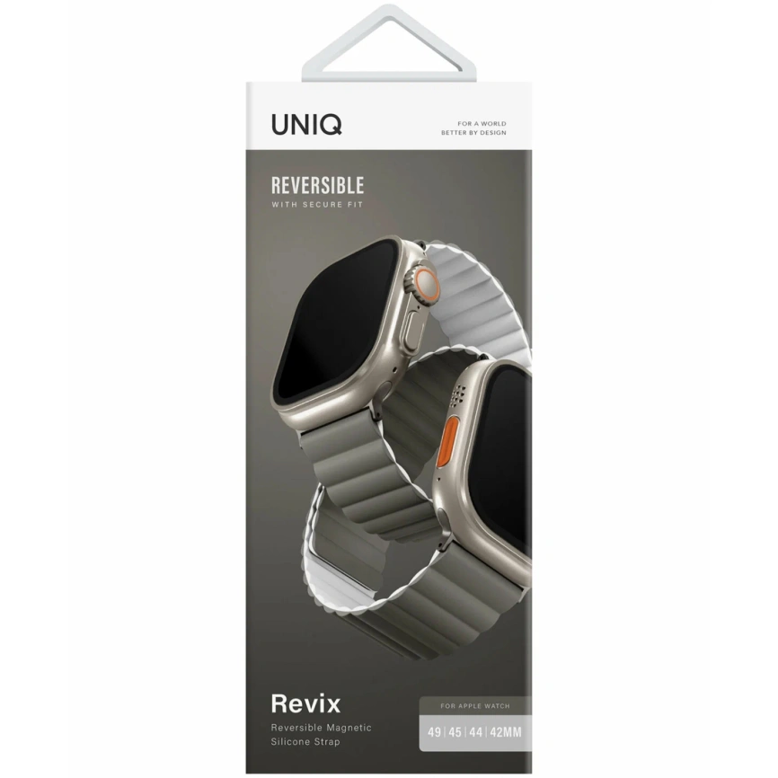 Ремешок Uniq Revix reversible Magnetic для Apple Watch 44/45/49 Grey/White фото 2