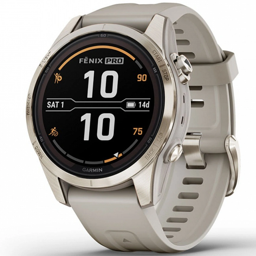 Умные часы Garmin Fenix 7S Pro Sapphire Solar Edition (010-02776-15) Soft Gold/Light Sand фото 1