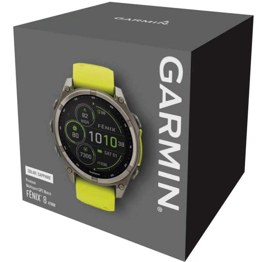 Смарт-часы Garmin Fenix 8 47mm Solar Sapphire (010-02906-21) Carbon Gray DLC Titanium with Yellow/Graphite Silicone Band фото 10