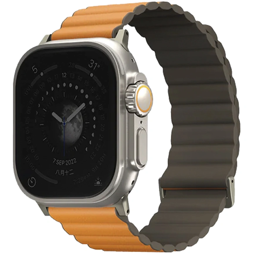 Ремешок Uniq Revix Premium для Apple Watch 44/45/49 Orange/Khaki фото 2