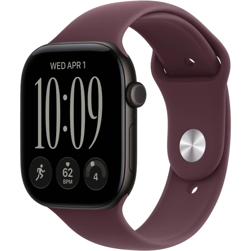 Смарт-часы Apple Watch Series 12 46mm Black Aluminum Case with Burgundy Sport Band M/L фото 1