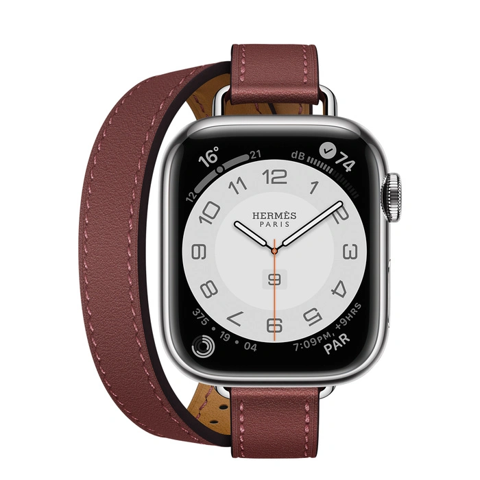 Смарт-часы Apple Watch Hermes Series 7 GPS + Cellular 41mm Silver Stainless Steel Case with Attelage Double Tour Rouge H фото 2