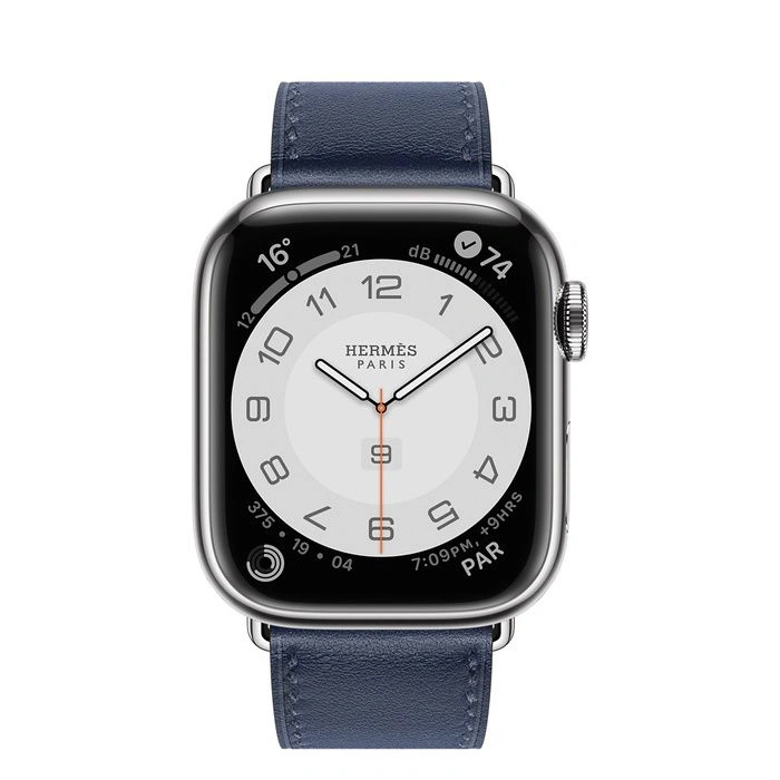 Смарт-часы Apple Watch Hermes Series 7 GPS + Cellular 41mm Silver Stainless Steel Case with Single Tour Navy фото 2